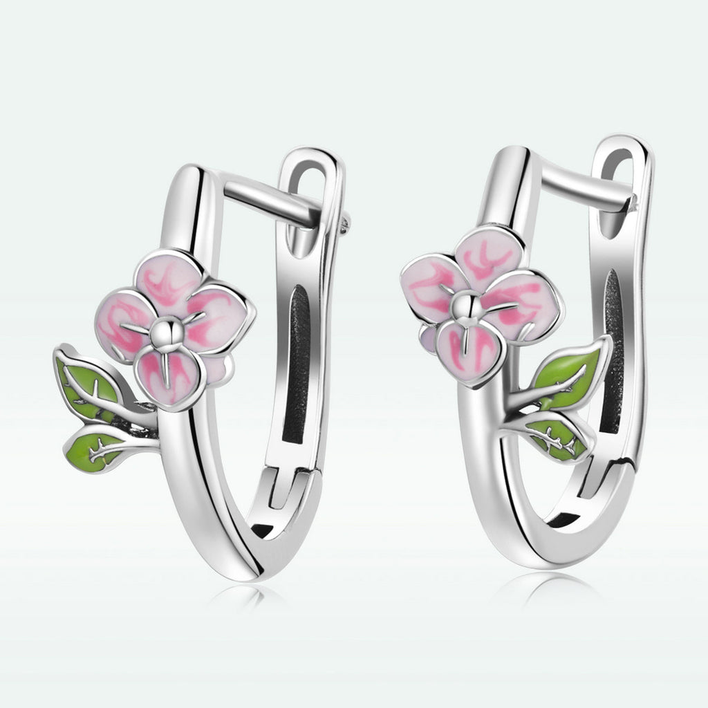 925 Sterling Silver Enamel Oxidized Silver Earrings for Women - 1.5x0.7cm