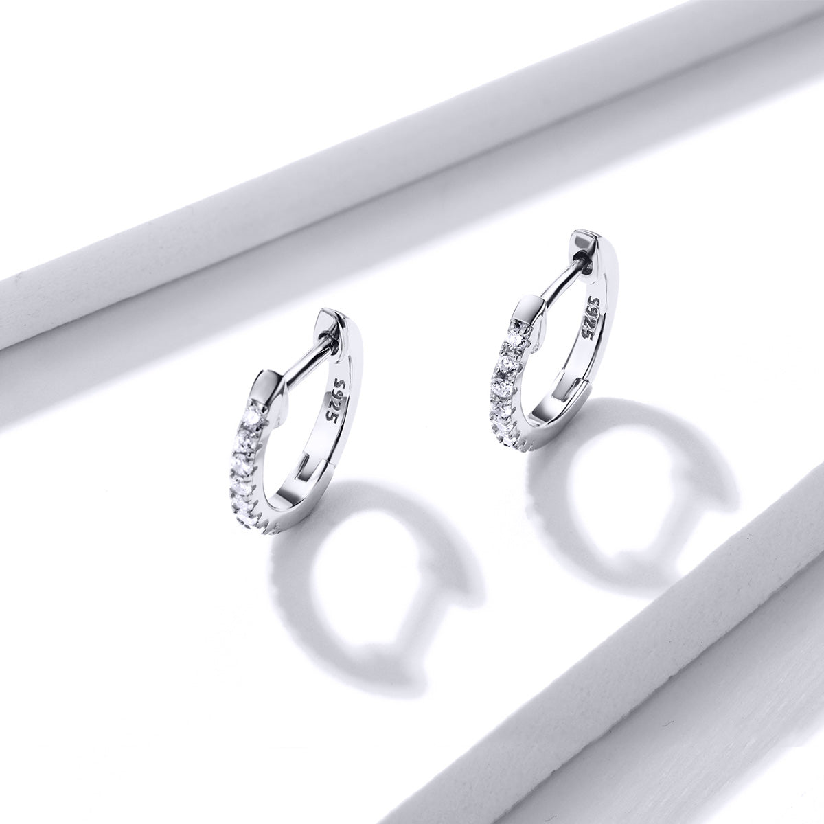 925 Sterling Silver 1.3cm Pavé Set CZ Earrings