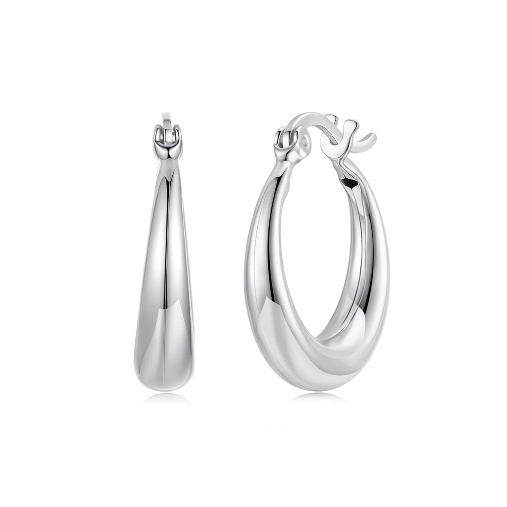 925 Sterling Silver White Gold Plated Earrings 3.0*0.7cm for Women