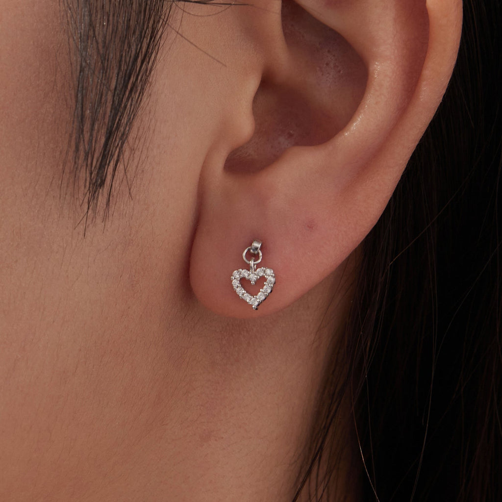925 Sterling Silver White Gold Plated Pavé CZ Earrings