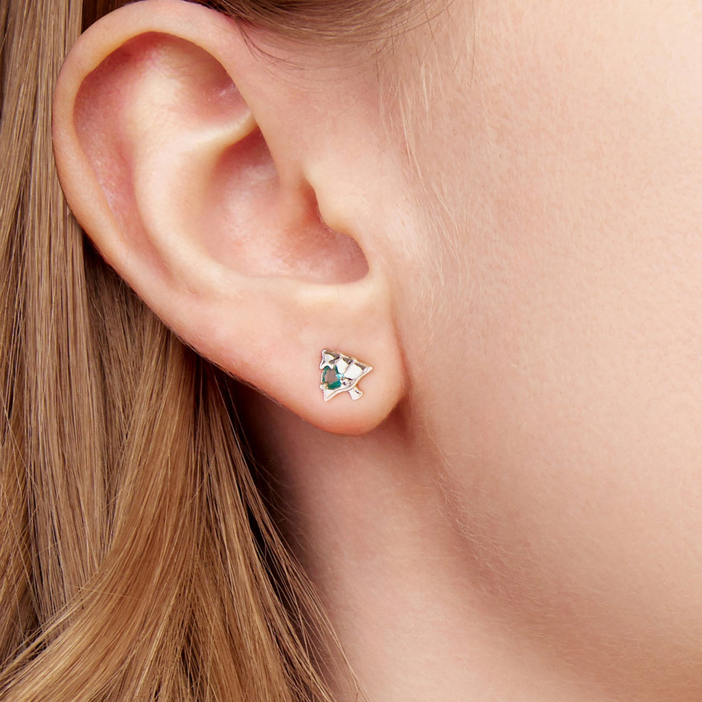 925 Sterling Silver White Gold Plated Transparent Glass Earrings for Women