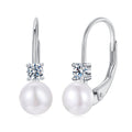 925 Sterling Silver & Moissanite 0.30 Carat Earring with Freshwater Pearl for Women