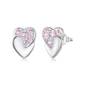 925 Sterling Silver White Gold Plated CZ Earrings 1.0x0.7cm for Women