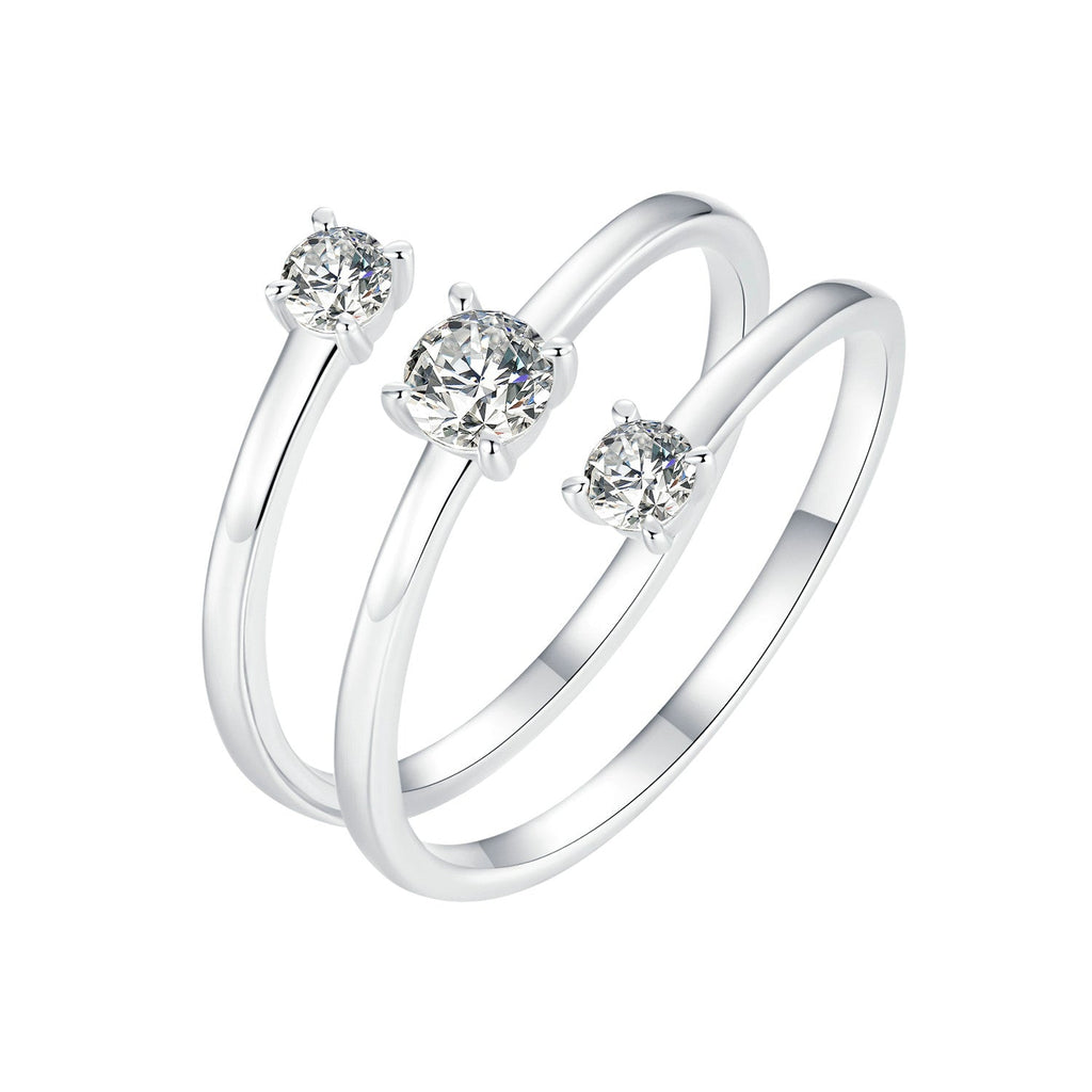 925 Sterling Silver White Gold Plated CZ Ring for Women