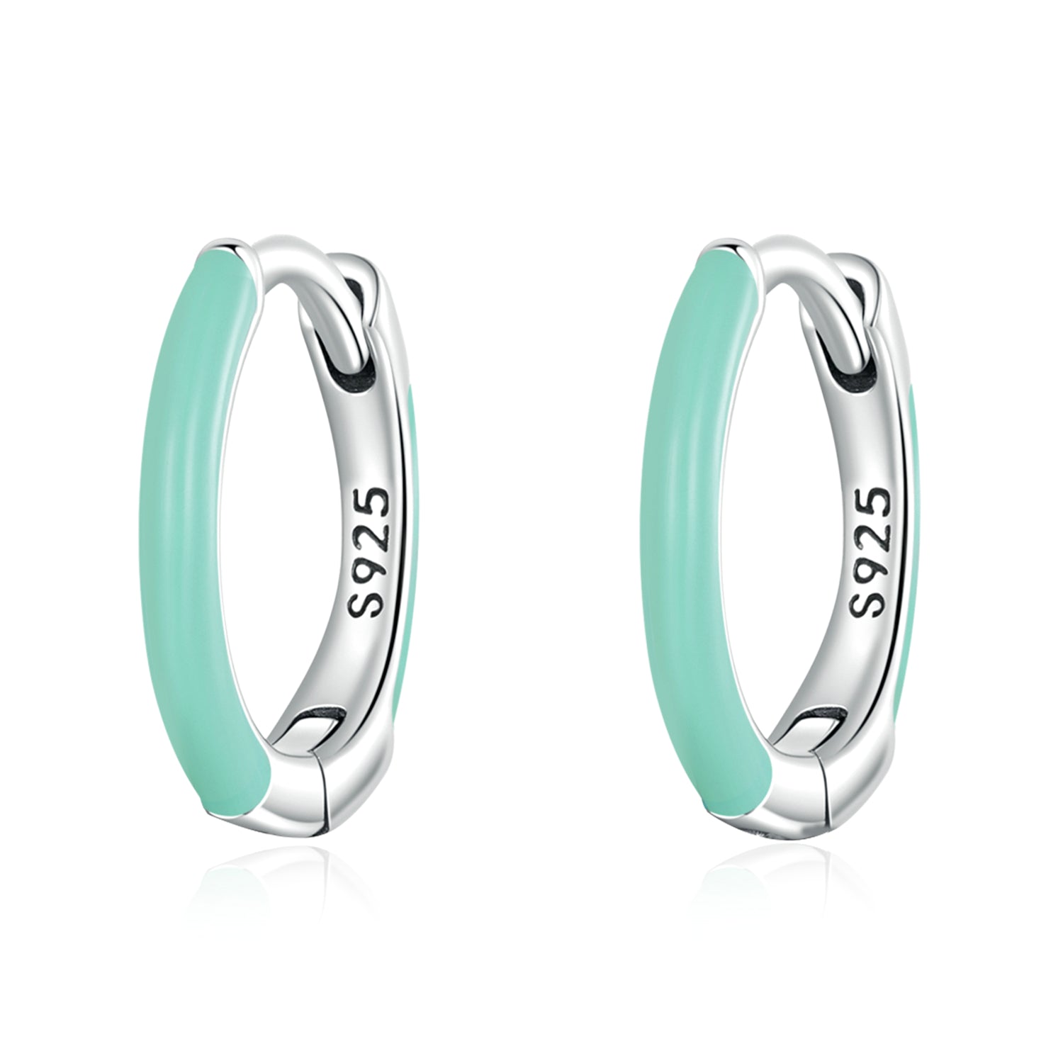 925 Sterling Silver Earrings with Enamel Finish, 1.2cm for Women