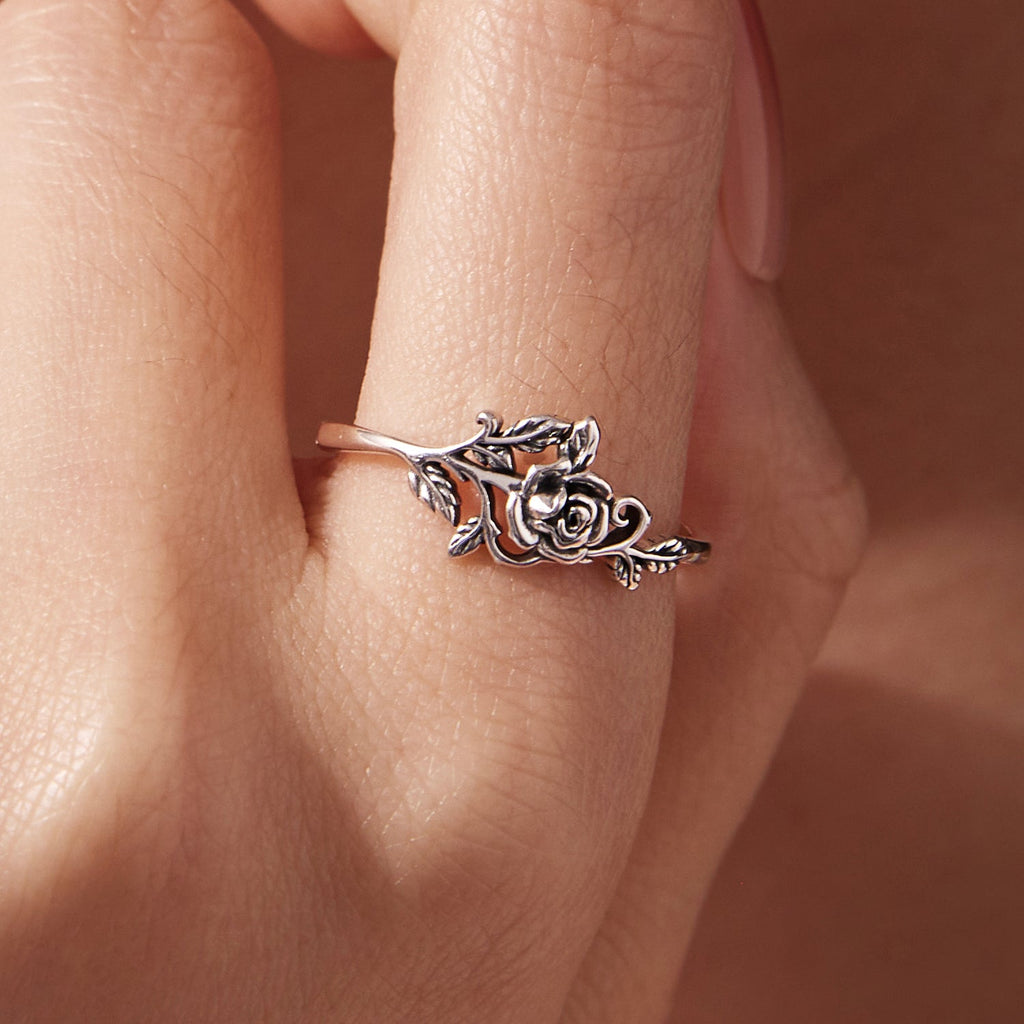 925 Sterling Silver Oxidized Adjustable Ring for Women