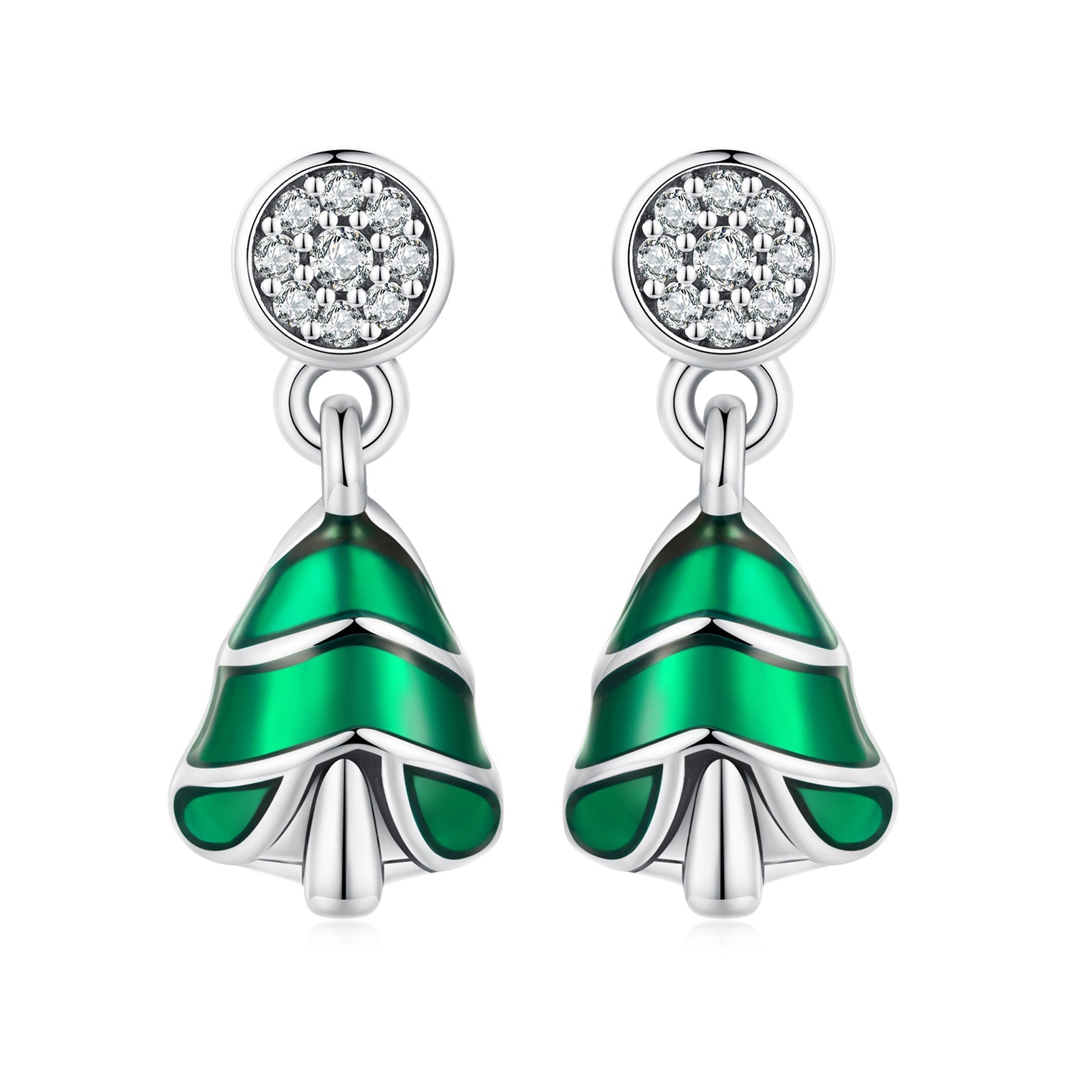 925 Sterling Silver Earrings with Enamel and Pavé Set CZ in Oxidized Silver