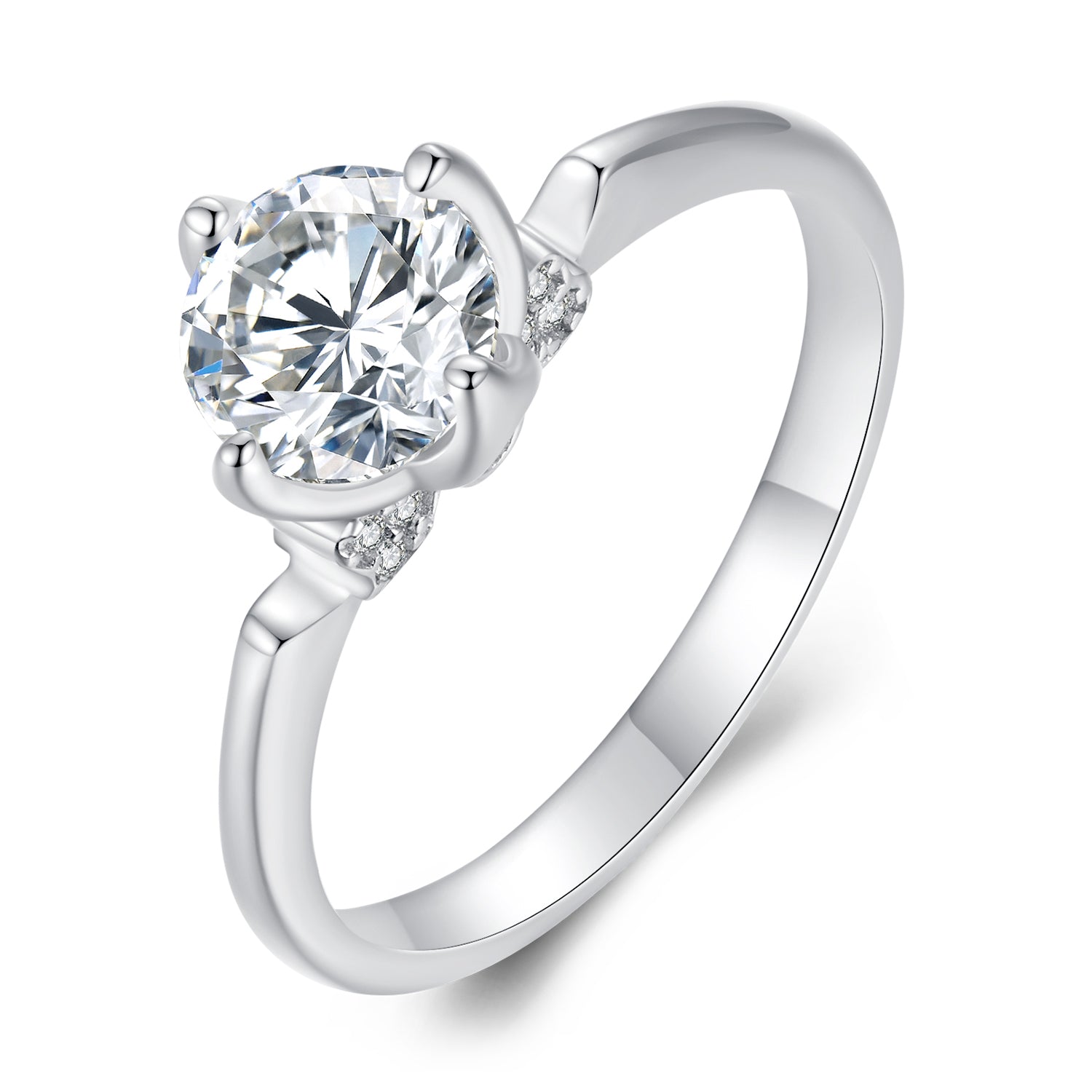 925 Sterling Silver 1.0 Carat Moissanite Ring in Size 8