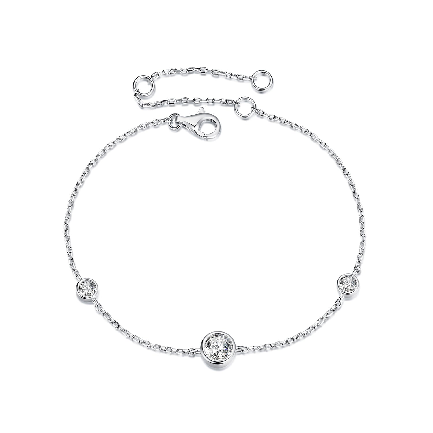 925 Sterling Silver 5mm Moissanite & 3mm Moissanite Bracelet for Women
