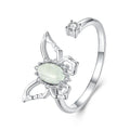 925 Sterling Silver & Natural Jade Pavé Setting Ring for Women