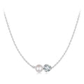 925 Sterling Silver Moissanite & Freshwater Pearl White Gold Necklace 45cm for Women