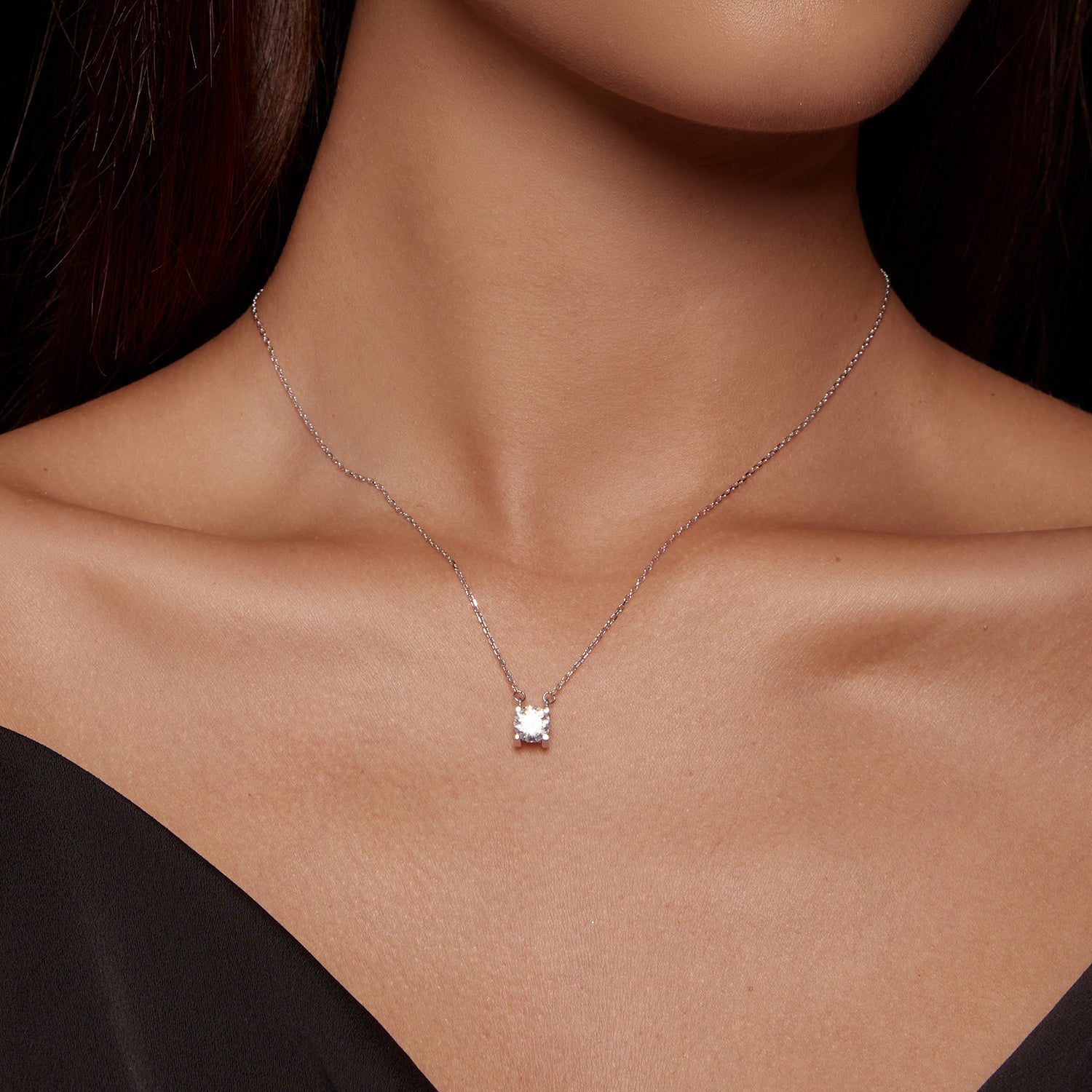 925 Sterling Silver 0.65 Carat Moissanite Necklace for Women