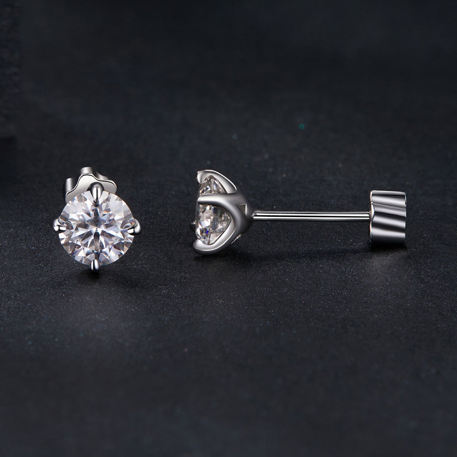925 Sterling Silver Moissanite Stud Earrings for Women - 0.5ct, 0.6cm Size, White Gold Plated