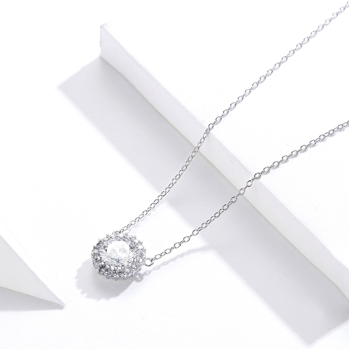 925 Sterling Silver Plated Platinum 49cm Pavé Setting CZ Necklace for Women