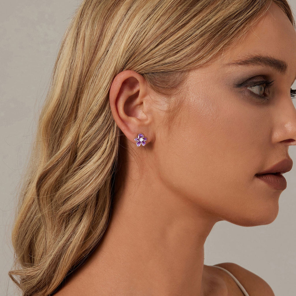 S925 Sterling Silver Plated Platinum Enamel Earrings for Women