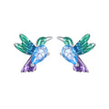 925 Sterling Silver White Gold Plated Earrings with Enamel and CZ - 10*8mm