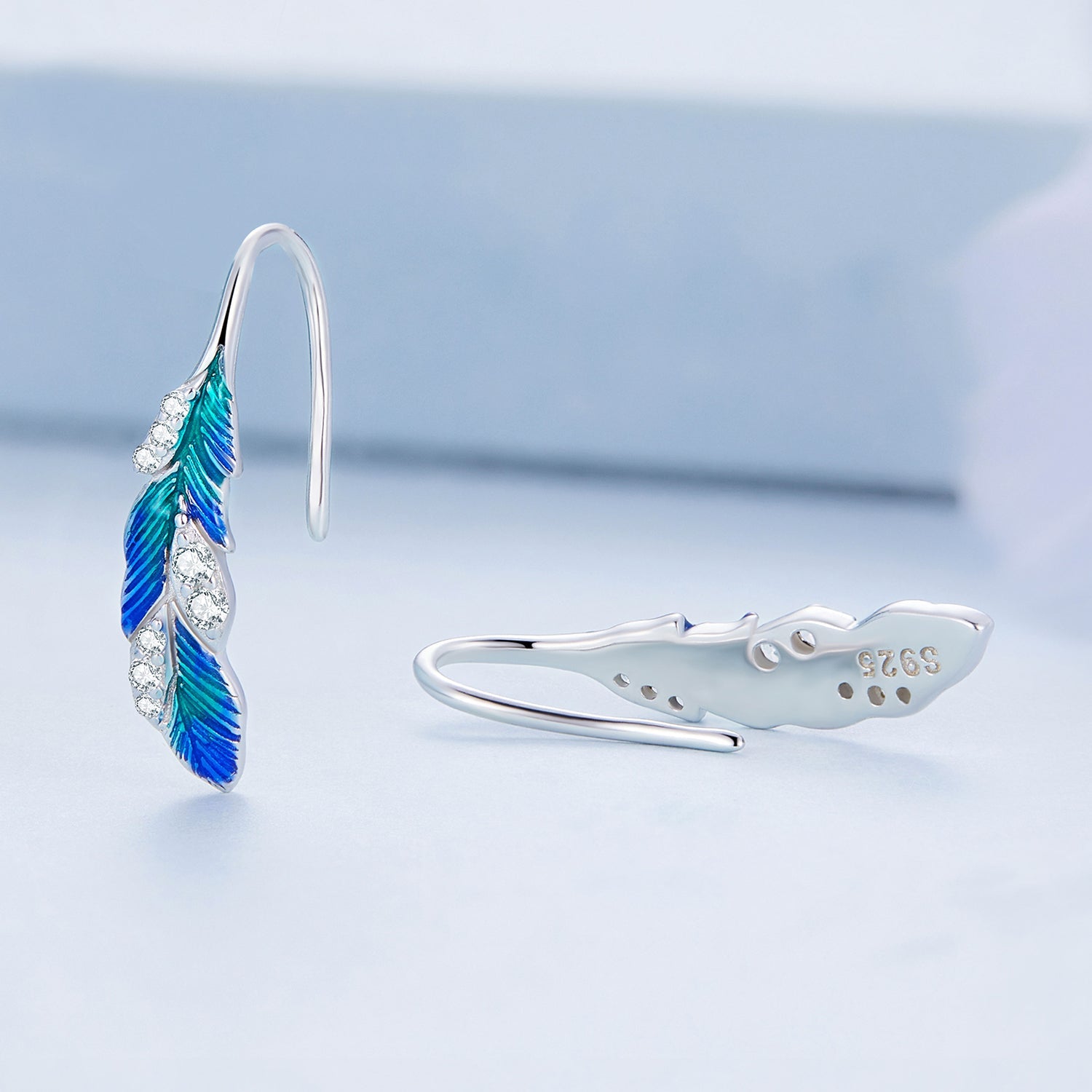 925 Sterling Silver Enamel Finish Pavé CZ Earrings for Women