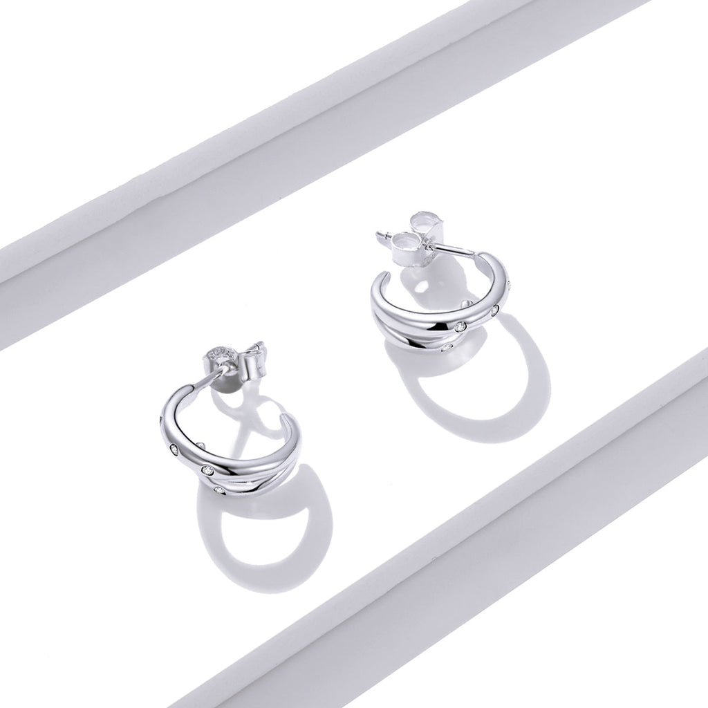 925 Sterling Silver Earrings with Pavé Setting CZ
