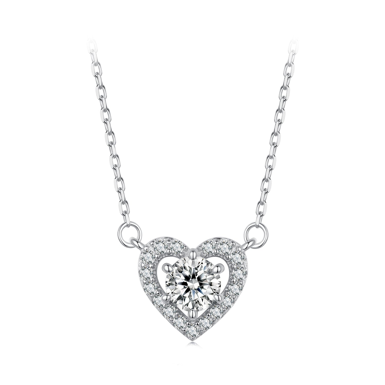 925 Sterling Silver Moissanite 0.5 Carat Necklace with CZ for Women