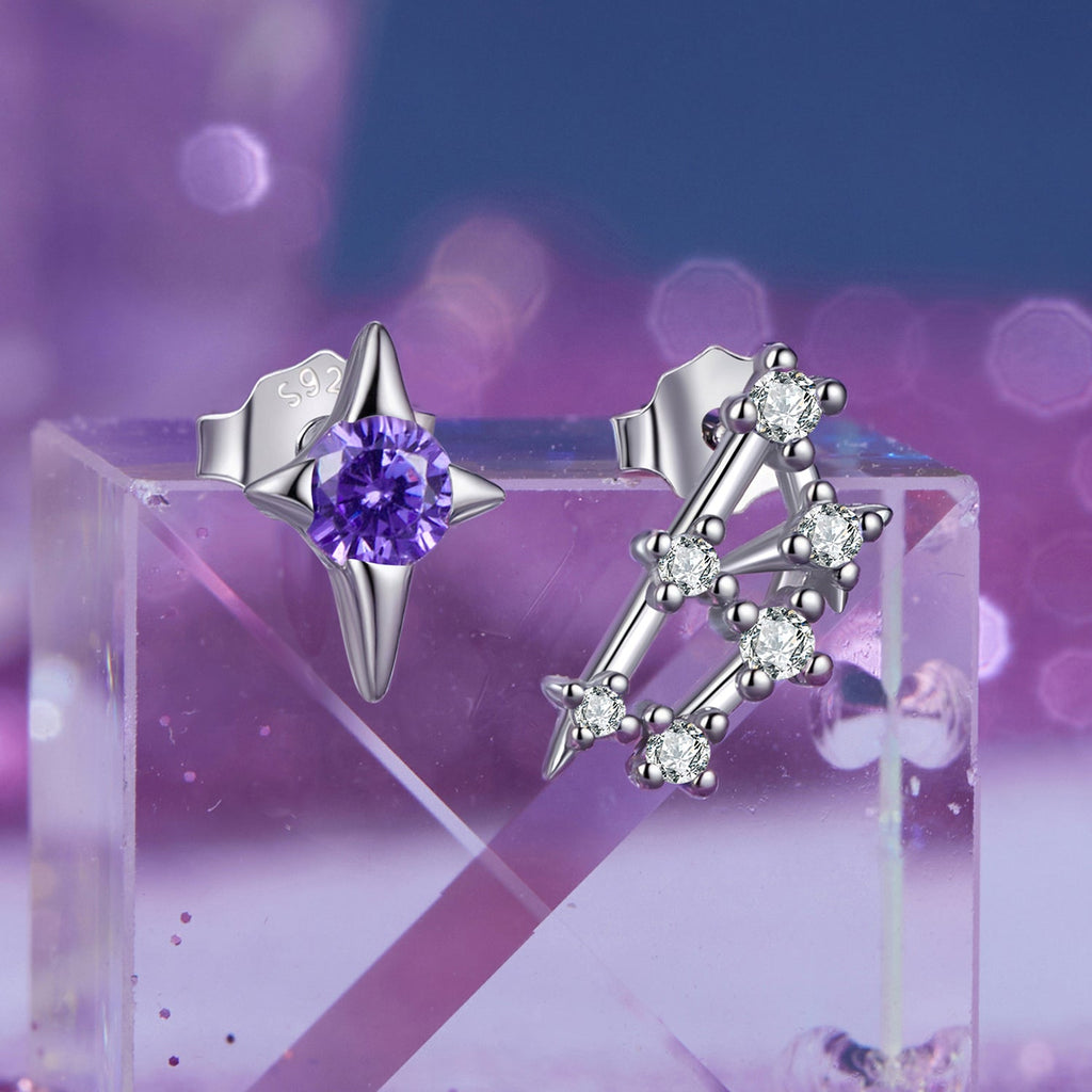 925 Sterling Silver White Gold Plated Star & Constellation Earrings for Women