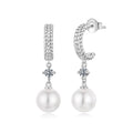 925 Sterling Silver Moissanite and Synthetic Pearl Earrings for Women