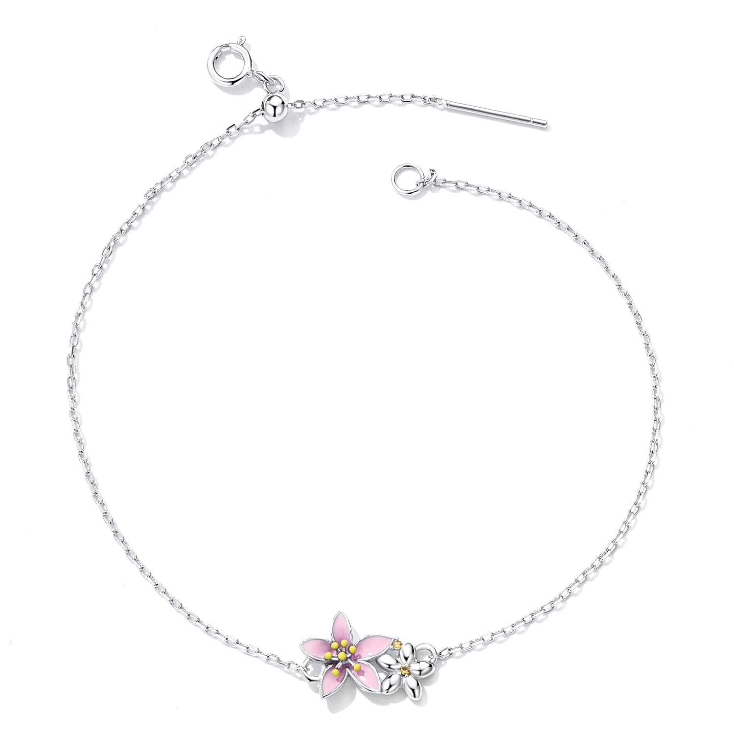 S925 Sterling Silver Adjustable Flower Bracelet for Women