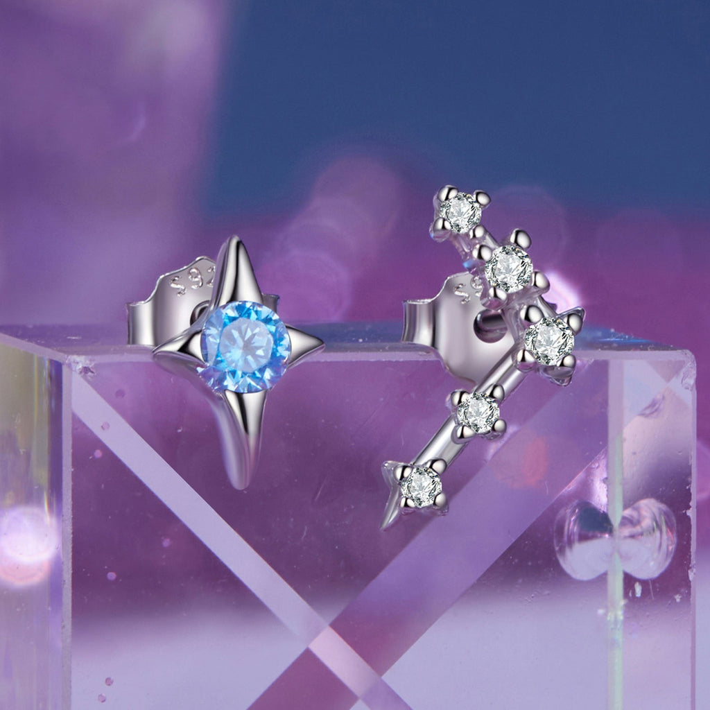 925 Sterling Silver White Gold Plated Star & Constellation Earrings for Women