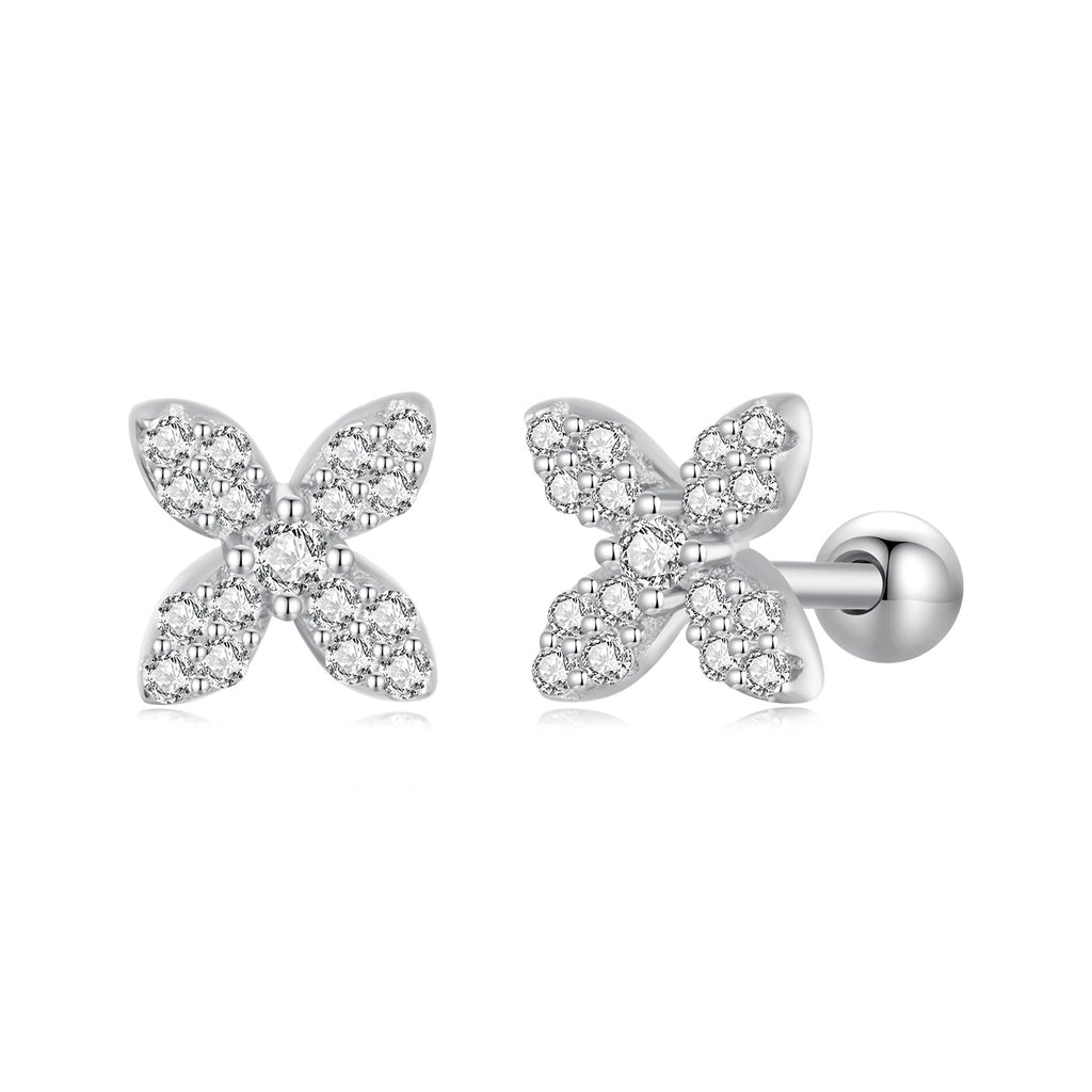 925 Sterling Silver Earrings with Pavé Setting CZ in Elegant Design