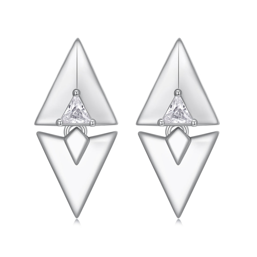 925 Sterling Silver Earrings with White Gold Plating and CZ