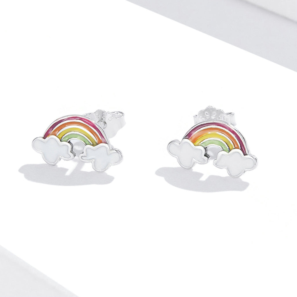 925 Sterling Silver Earrings with Enamel Process in Oxidized Silver for Women