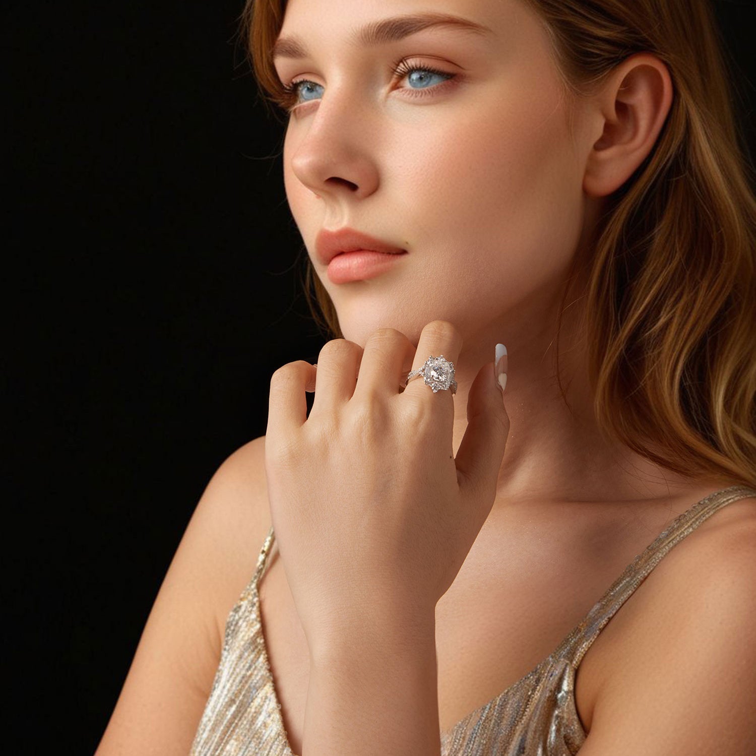 925 Sterling Silver 2 Carat Moissanite Ring in White Gold Plating - Size 8 for Women