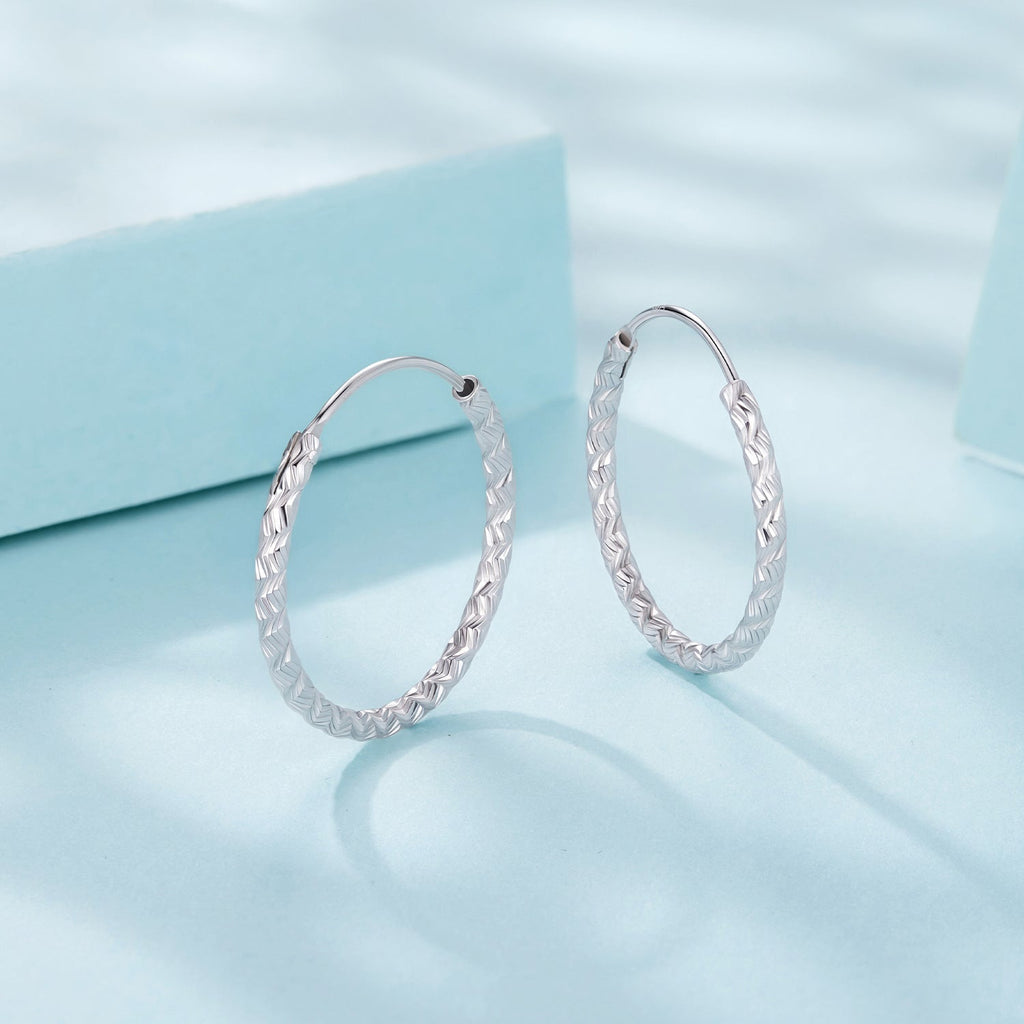 925 Sterling Silver Earrings Hoops 2.5 cm for Women