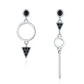 925 Sterling Silver Oxidized Pavé Setting CZ Earrings