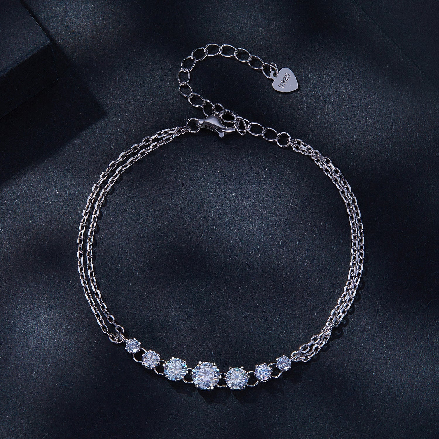 925 Sterling Silver 5MM Moissanite Bracelet for Women