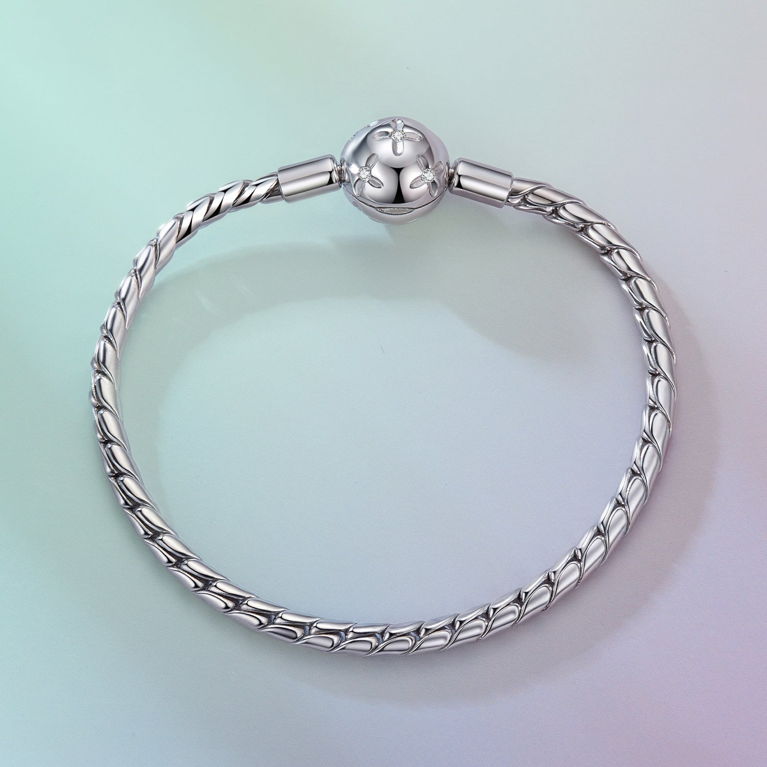925 Sterling Silver White Gold Plated Bracelet with CZ Pendant for Women