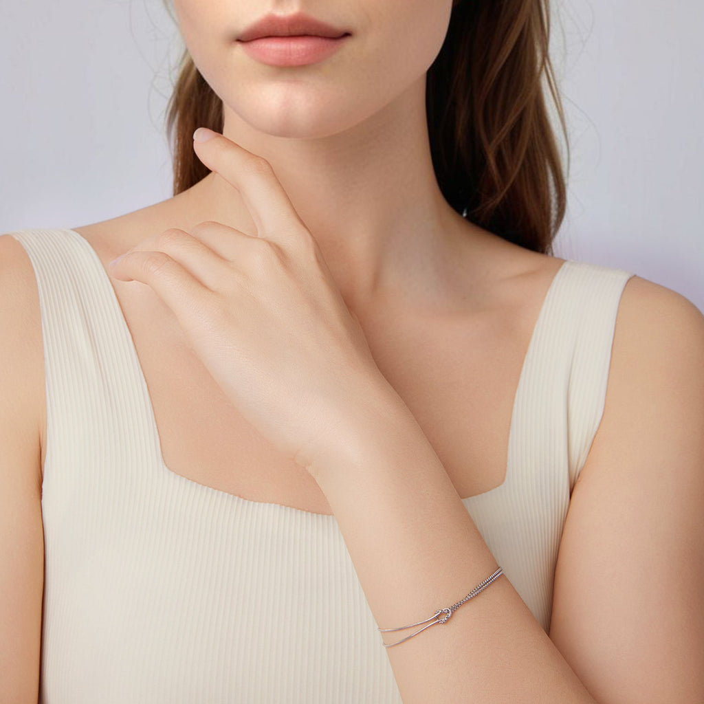 925 Sterling Silver & Plated White Gold Bracelet for Women