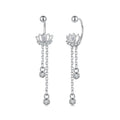 925 Sterling Silver Earrings with Pavé CZ in White Gold Plating - 3.1 x 0.7 cm for Women