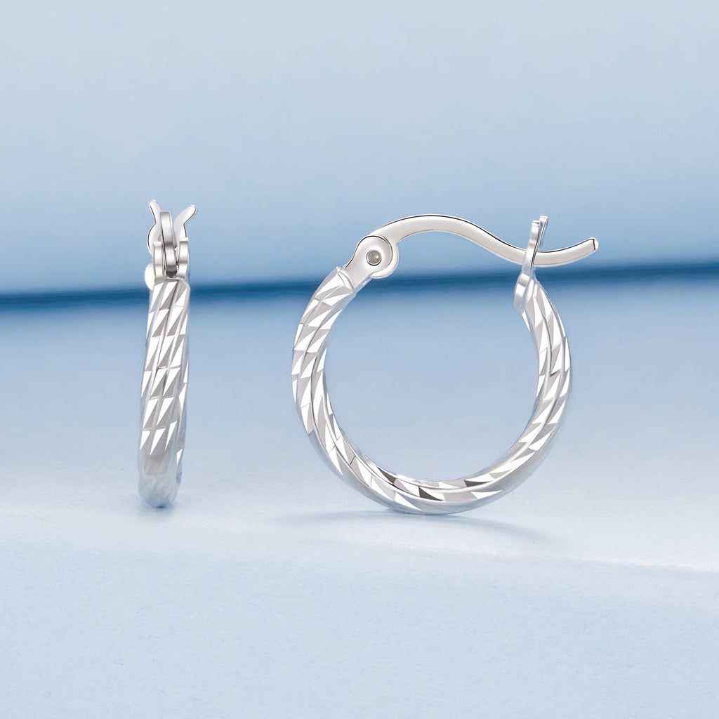 925 Sterling Silver Earrings with White Gold Plating