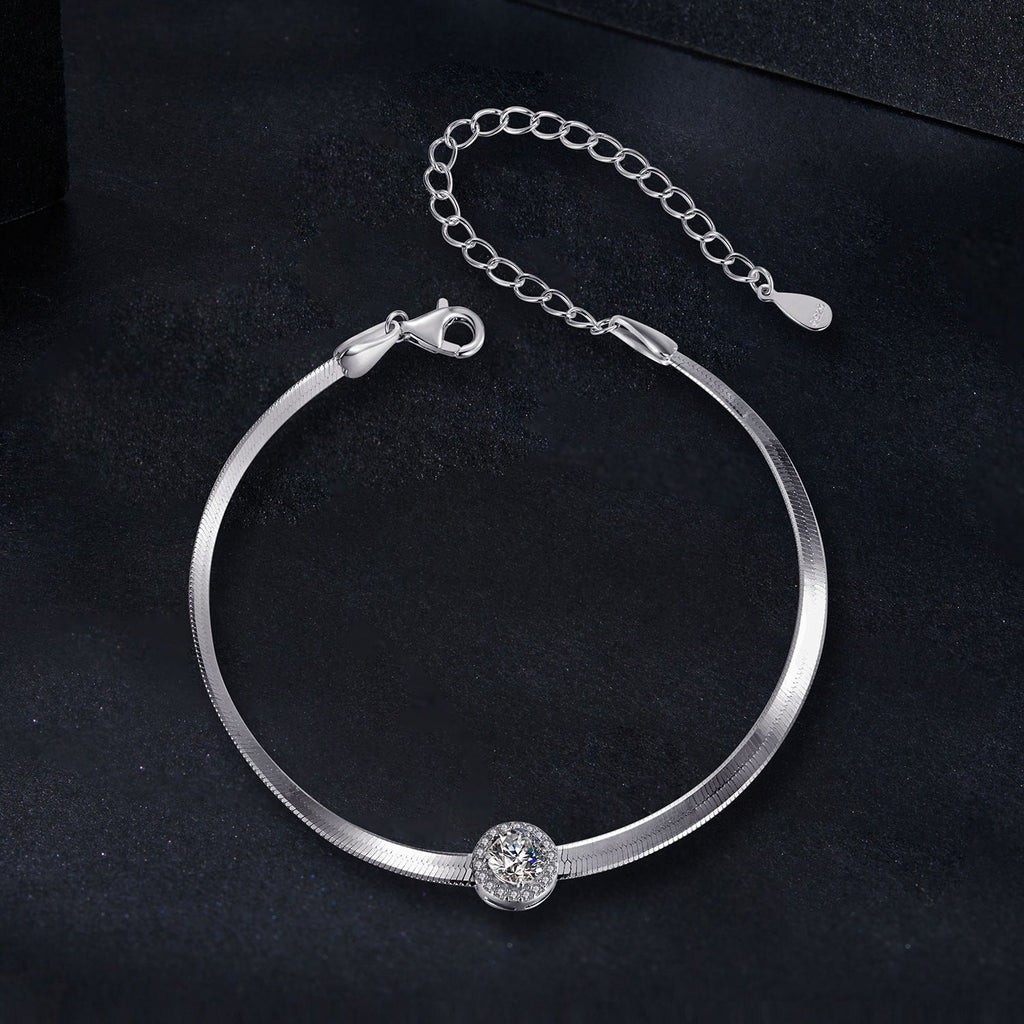 925 Sterling Silver 5.0mm Moissanite Bracelet with White Gold Plating for Women