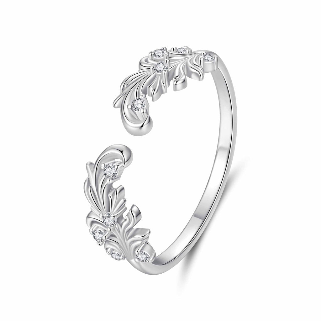 925 Sterling Silver White Gold Plated Ring with Pavé Setting CZ for Women