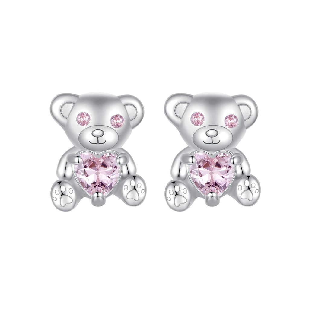 925 Sterling Silver Earrings with CZ in White Gold Plating