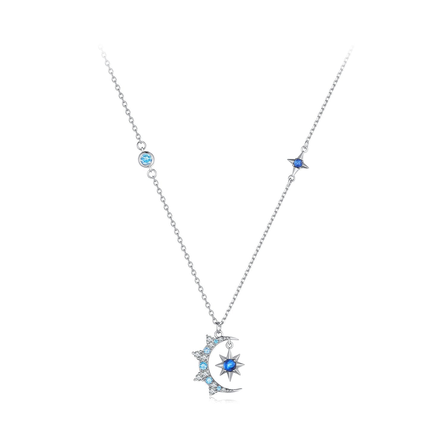 925 Sterling Silver Necklace with Pavé Setting CZ and Spinel Pendant