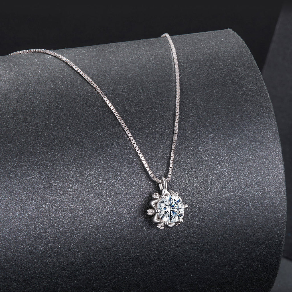 925 Sterling Silver Moissanite & CZ Pavé Necklace - 40+5cm for Women