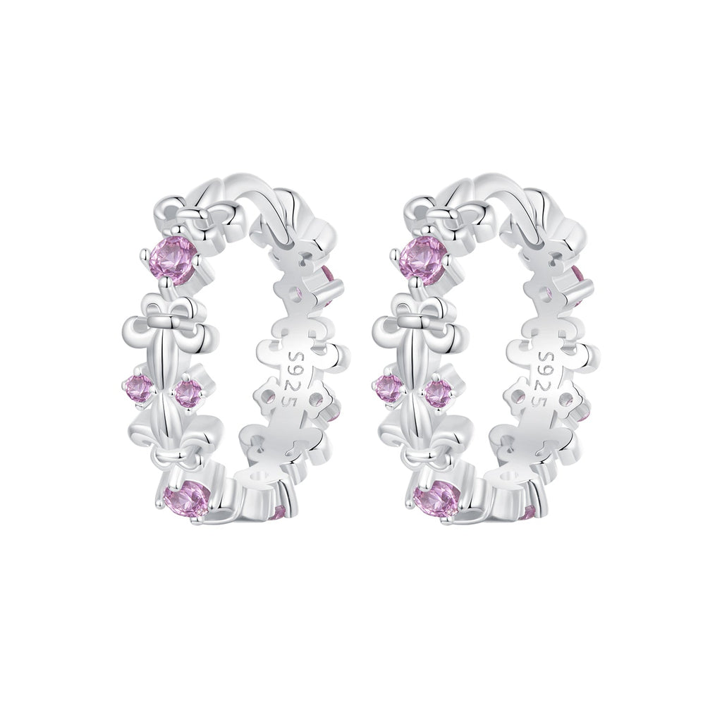 925 Sterling Silver Pavé CZ White Gold Plated Earrings for Women