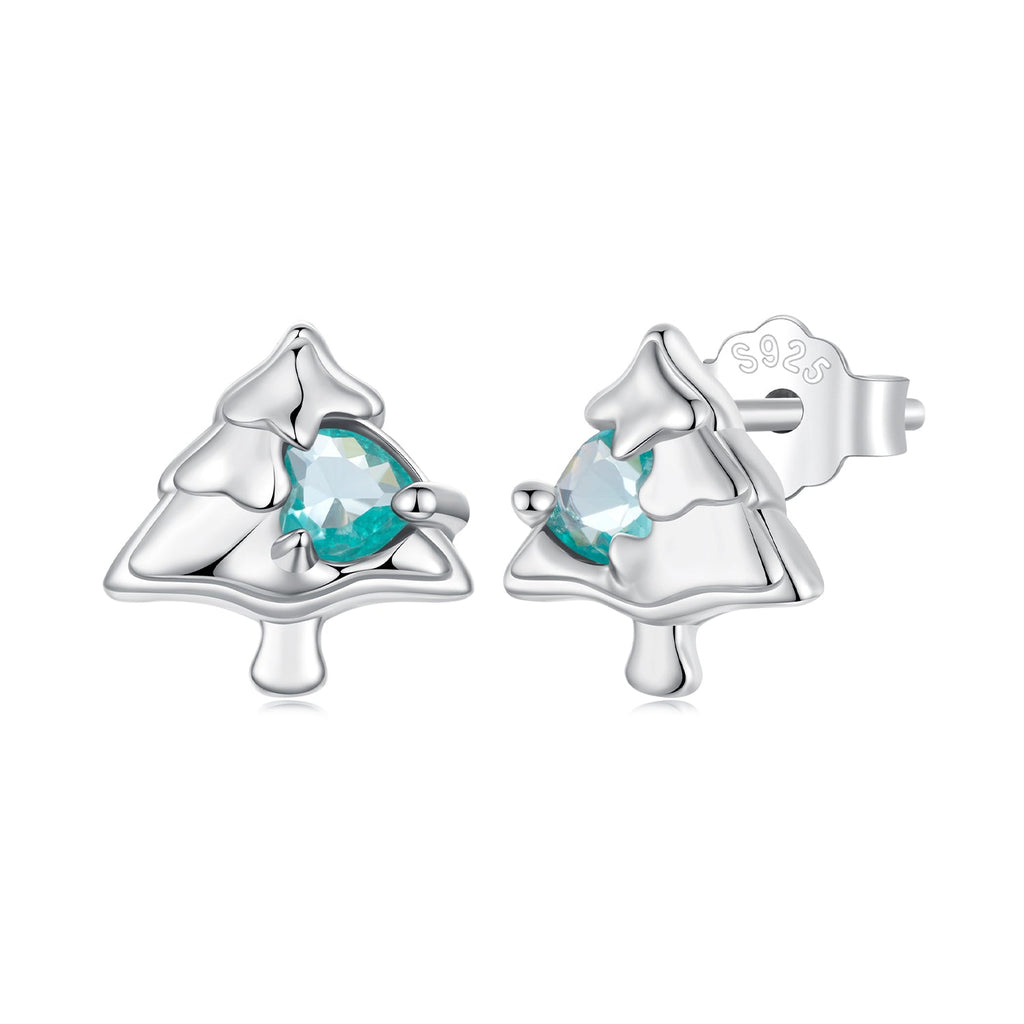 925 Sterling Silver White Gold Plated Transparent Glass Earrings for Women