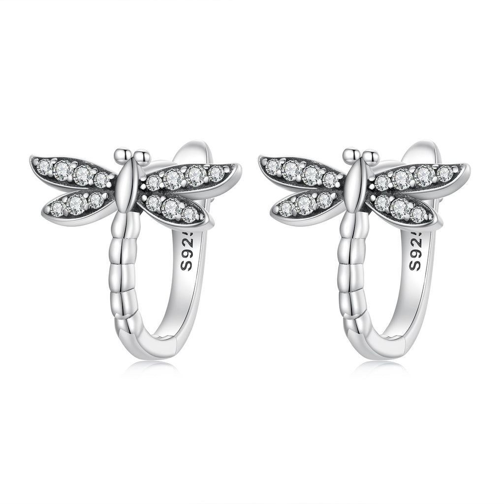 925 Sterling Silver Earrings with Pavé Setting CZ, Oxidized Finish, 1.3cm for Women