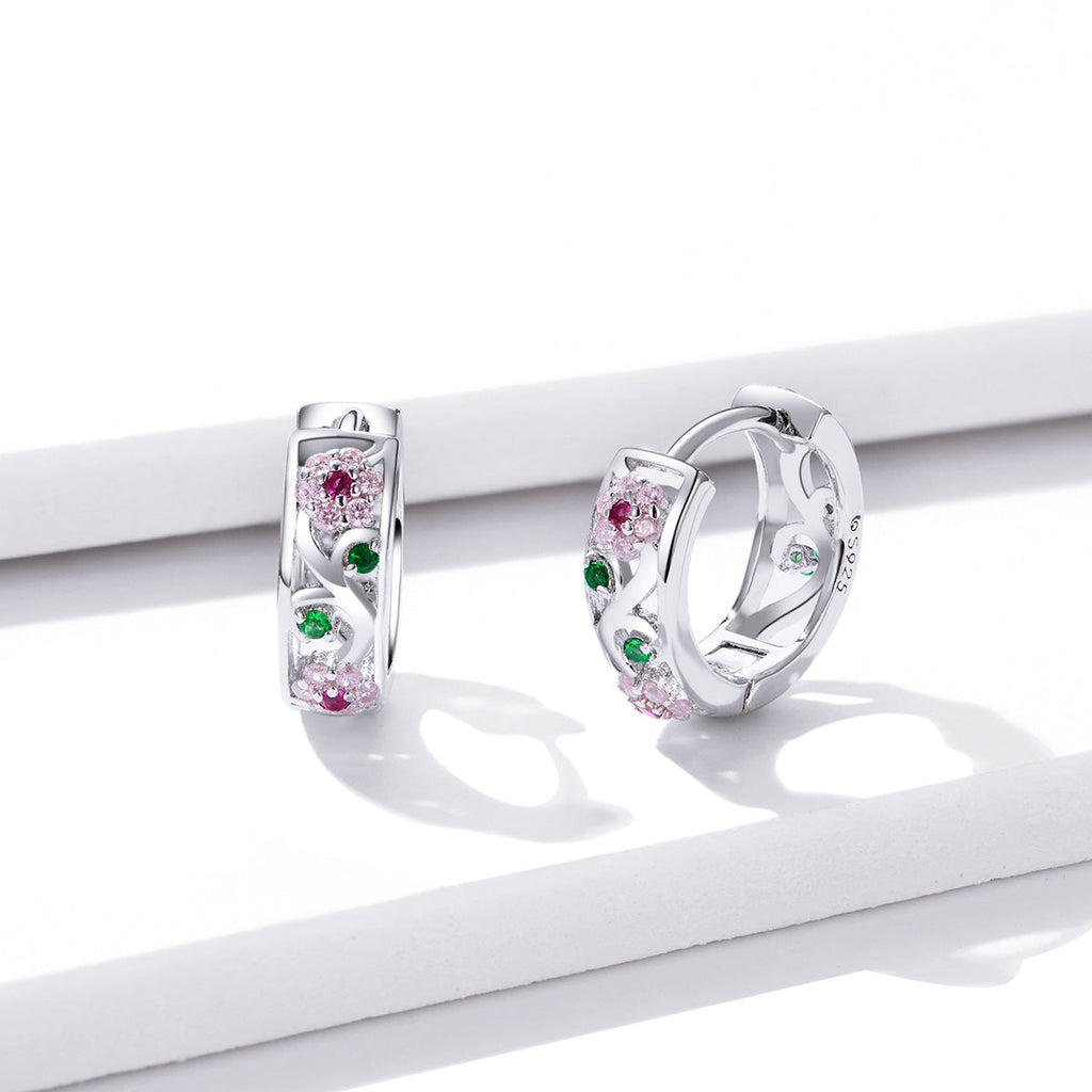 925 Sterling Silver Earrings with Pavé Setting CZ, 1.2*0.5cm, for Women