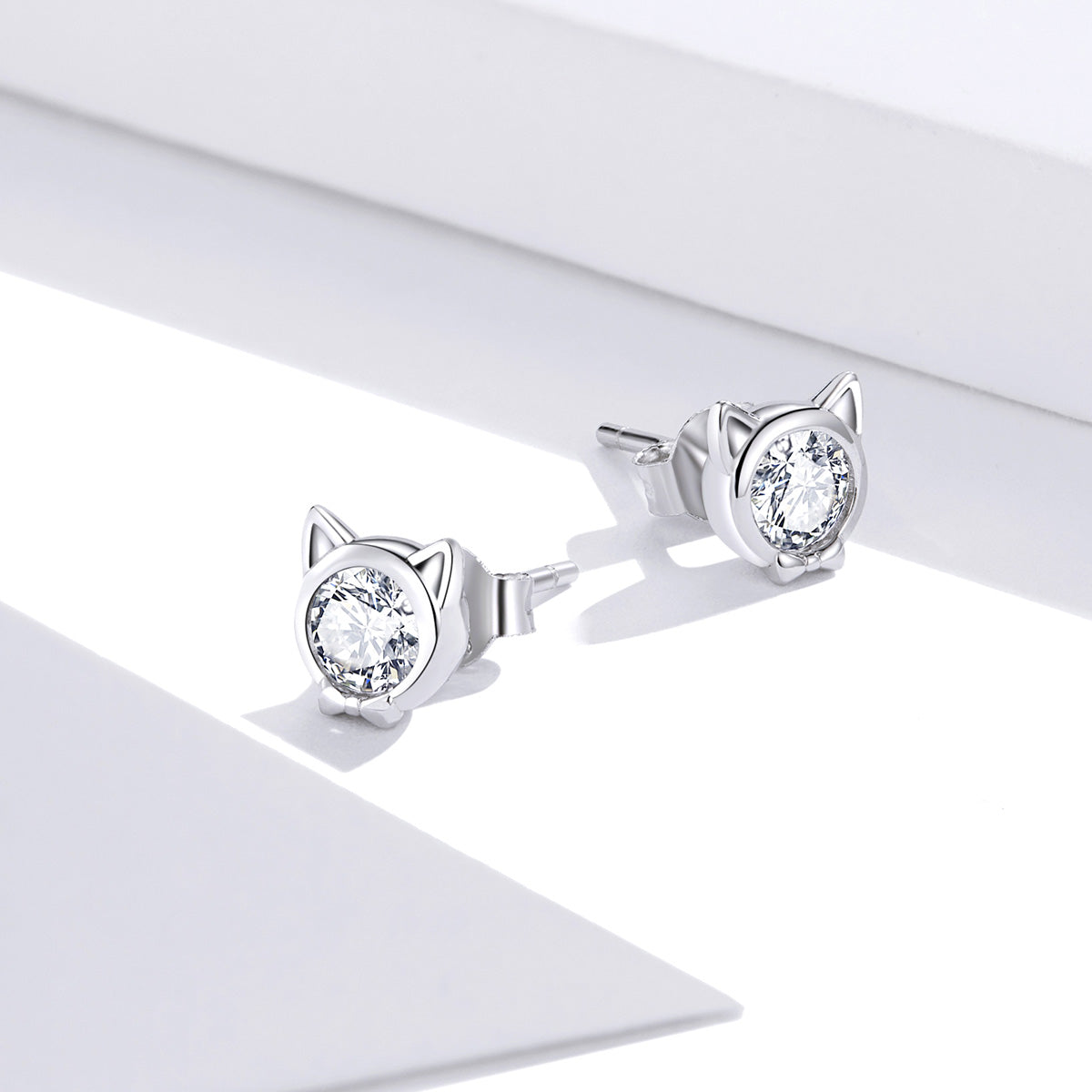 925 Sterling Silver Plated Platinum CZ Earrings for Women