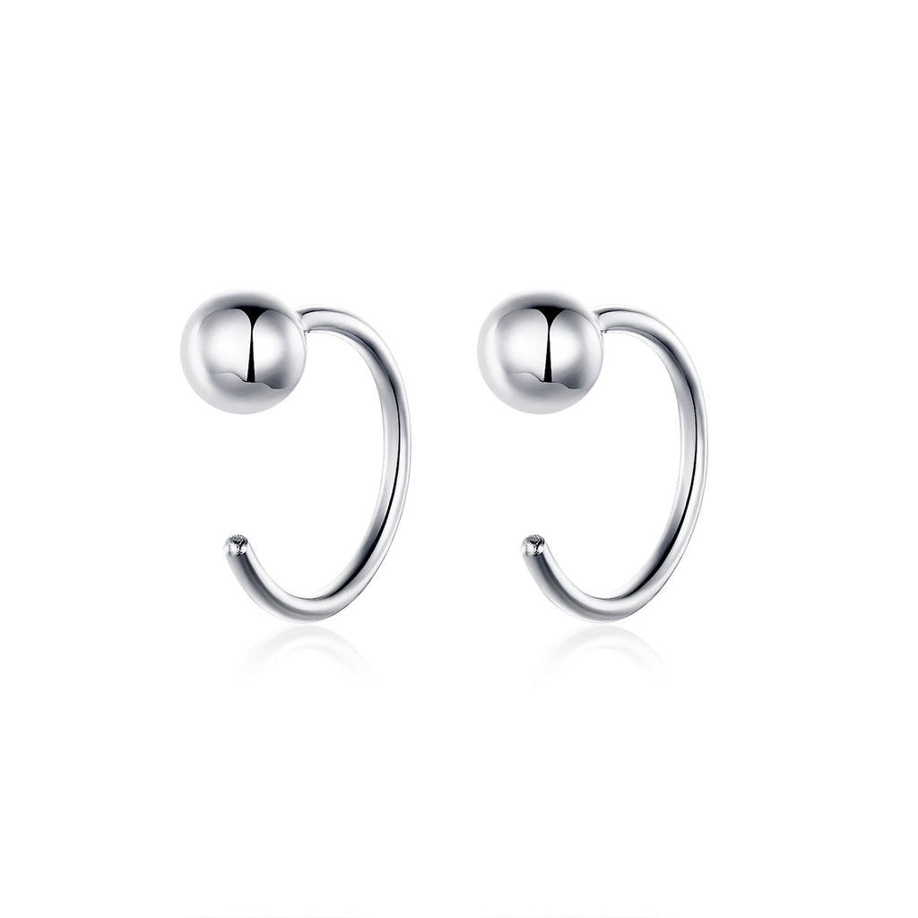925 Sterling Silver Earrings with Plated Platinum, 1cm Diameter for Women