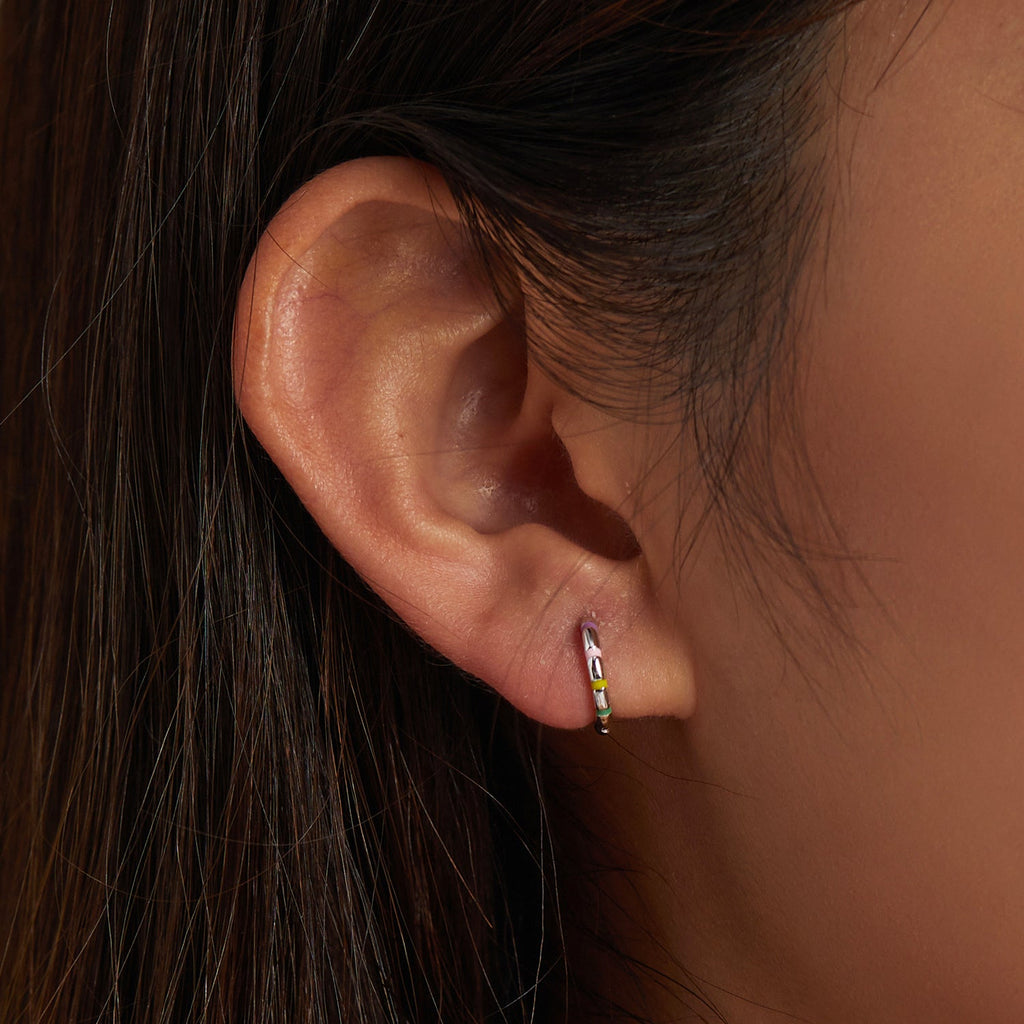 S925 Sterling Silver Enamel Platinum Plated Earrings for Women
